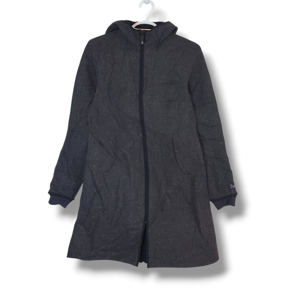 Arc'teryx Lanea Hooded Wool Midi Coat Gray Size S